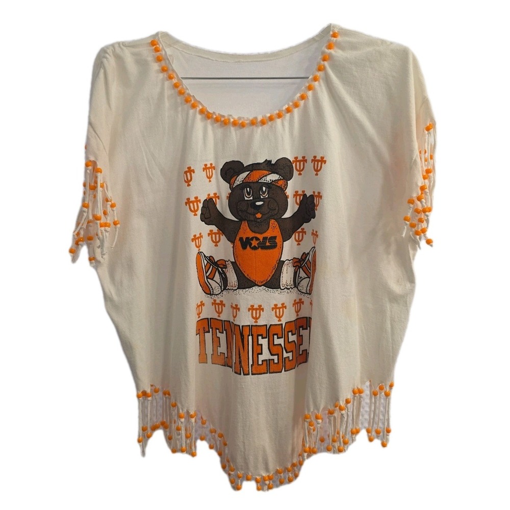 Vintage Homemade Tennessee Volunteers Cheerleader Beaded Shirt Women Size Large